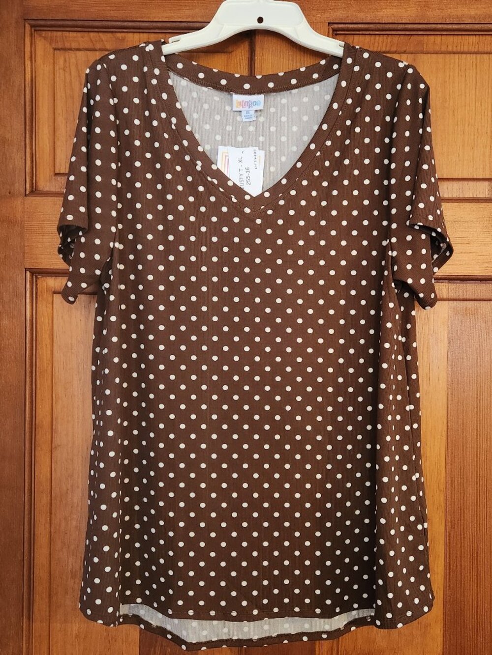 LuLaRoe Brown/white Polka Dot Top
